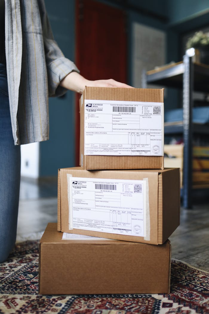 Stacks of Boxes Ready for Delivery